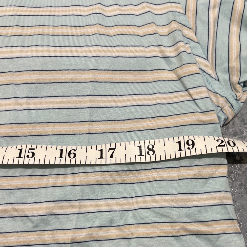 Alan Flusser Golf Polo Shirt Mens Medium Blue Striped Double Mercerized Cotton - Picture 5 of 9